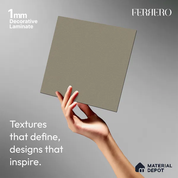 Grey Solid Colors look Ferrero 1E162 PU Frosted Silver Grey 8 ft x 4 ft PU Finish Decorative Laminate - 1 mm | Suitable for Living Room, Kitchen, Office | Matching E3 Edgeband Code - (1004)