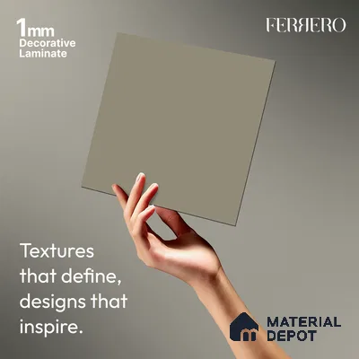 Grey Solid Colors look Ferrero 1E162 SMT Soft Cloud Grey 8 ft x 4 ft Satin Matt Finish Decorative Laminate - 1 mm | Suitable for Living Room, Kitchen, Office | Matching E3 Edgeband Code - (1004)