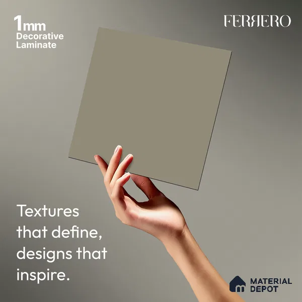 Grey Solid Colors look Ferrero 1E162 SMT Soft Cloud Grey 8 ft x 4 ft Satin Matt Finish Decorative Laminate - 1 mm | Suitable for Living Room, Kitchen, Office | Matching E3 Edgeband Code - (1004)