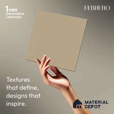 Cream Solid Colors look Ferrero 1E203 SMT Soft Vanilla Cream 8 ft x 4 ft Satin Matt Finish Decorative Laminate - 1 mm | Suitable for Living Room, Kitchen, Office | Matching E3 Edgeband Code - (1033)