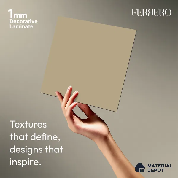 Cream Solid Colors look Ferrero 1E203 SMT Soft Vanilla Cream 8 ft x 4 ft Satin Matt Finish Decorative Laminate - 1 mm | Suitable for Living Room, Kitchen, Office | Matching E3 Edgeband Code - (1033)
