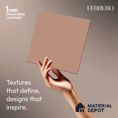 Pink Solid Colors look Ferrero 1E235 SMT Muted Rose Pink 8 ft x 4 ft Satin Matt Finish Decorative Laminate - 1 mm | Suitable for Living Room, Kitchen, Office | Matching Prism Edgeband Code - (10152)