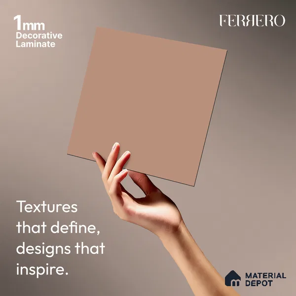 Pink Solid Colors look Ferrero 1E235 SMT Muted Rose Pink 8 ft x 4 ft Satin Matt Finish Decorative Laminate - 1 mm | Suitable for Living Room, Kitchen, Office | Matching Prism Edgeband Code - (10152)