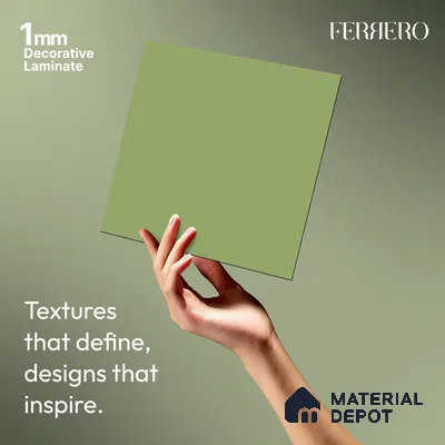 Green Solid Colors look Ferrero 1E243 SMT Spring Green 8 ft x 4 ft Satin Matt Finish Decorative Laminate - 1 mm | Suitable for Living Room, Kitchen, Office | Matching E3 Edgeband Code - (1057)