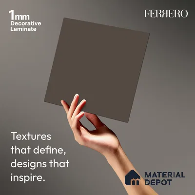 Grey Solid Colors look Ferrero 1E213 SMT Urban Slate Grey 8 ft x 4 ft Satin Matt Finish Decorative Laminate - 1 mm | Suitable for Living Room, Kitchen, Office | Matching Prism Edgeband Code - (10107)