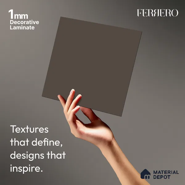 Grey Solid Colors look Ferrero 1E213 SMT Urban Slate Grey 8 ft x 4 ft Satin Matt Finish Decorative Laminate - 1 mm | Suitable for Living Room, Kitchen, Office | Matching Prism Edgeband Code - (10107)
