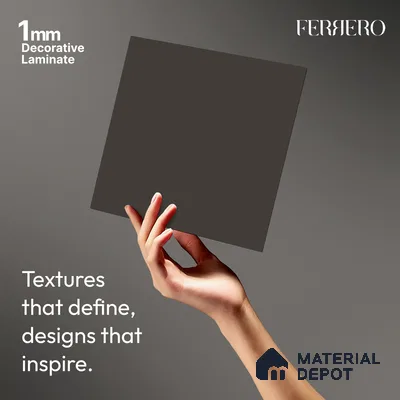 Grey Solid Colors look Ferrero 1E242 SMT Graphite Smoke Grey 8 ft x 4 ft Satin Matt Finish Decorative Laminate - 1 mm | Suitable for Living Room, Kitchen, Office | Matching E3 Edgeband Code - (1019)