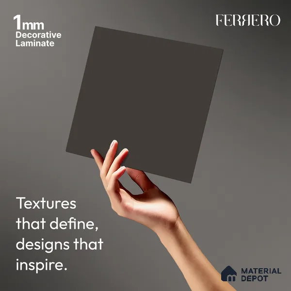 Grey Solid Colors look Ferrero 1E242 SMT Graphite Smoke Grey 8 ft x 4 ft Satin Matt Finish Decorative Laminate - 1 mm | Suitable for Living Room, Kitchen, Office | Matching E3 Edgeband Code - (1019)