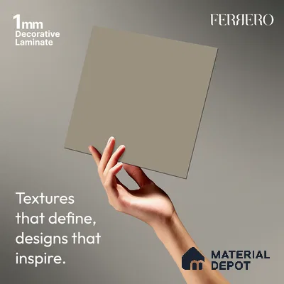 Grey Solid Colors look Ferrero 1E245 SMT Soft Taupe Beige 8 ft x 4 ft Satin Matt Finish Decorative Laminate - 1 mm | Suitable for Living Room, Kitchen, Office | Matching E3 Edgeband Code - (1054 HG)