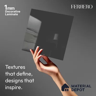 Grey Solid Colors look Ferrero 1E187 HGL Smoky Amethyst Blue 8 ft x 4 ft High Gloss Finish Decorative Laminate - 1 mm | Suitable for Living Room, Kitchen, Office | Matching E3 Edgeband Code - (1036)