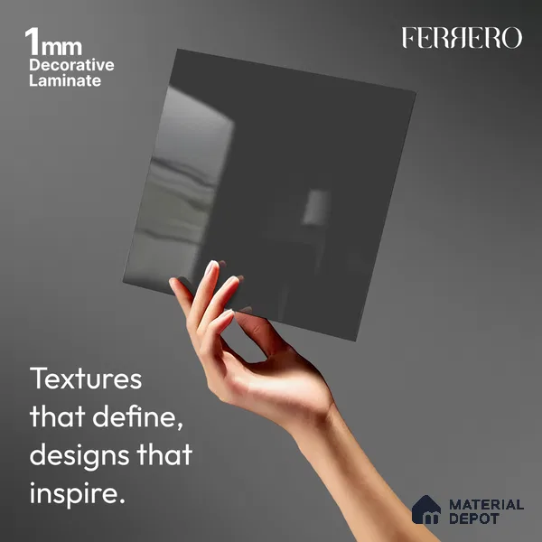 Grey Solid Colors look Ferrero 1E187 HGL Smoky Amethyst Blue 8 ft x 4 ft High Gloss Finish Decorative Laminate - 1 mm | Suitable for Living Room, Kitchen, Office | Matching E3 Edgeband Code - (1036)