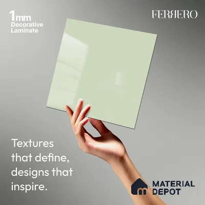 Blue Solid Colors look Ferrero 1E172 HGL Frosted Mint 8 ft x 4 ft High Gloss Finish Decorative Laminate - 1 mm | Suitable for Living Room, Kitchen, Office | Matching E3 Edgeband Code - (1028)