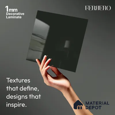 Green Solid Colors look Ferrero 1E209 HGL Charcoal Green 8 ft x 4 ft High Gloss Finish Decorative Laminate - 1 mm | Suitable for Living Room, Kitchen, Office | Matching Square One Edgeband Code - (2024)