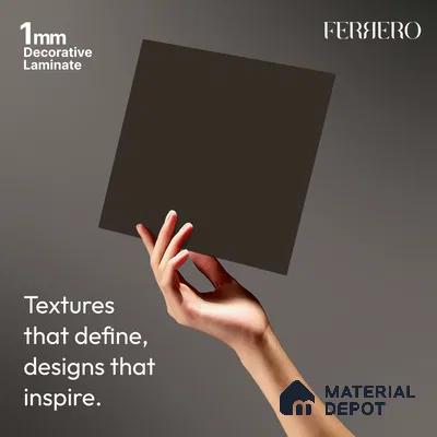 Brown Solid Colors look Ferrero 1E225 SF Charcoal Earth Gray 8 ft x 4 ft Suede Finish Decorative Laminate - 1 mm | Suitable for Living Room, Kitchen, Office | Matching E3 Edgeband Code - (1019)