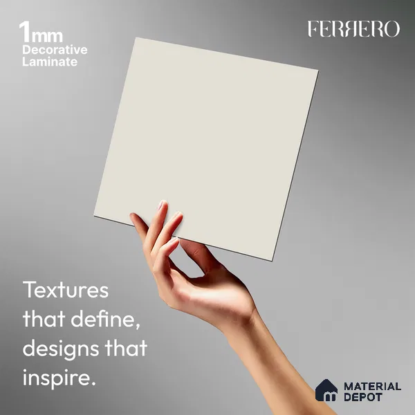 White Solid Colors look Ferrero 1E101 SMT Bright Arctic White 8 ft x 4 ft Satin Matt Finish Decorative Laminate - 1 mm | Suitable for Living Room, Kitchen, Office | Matching E3 Edgeband Code - (1001)
