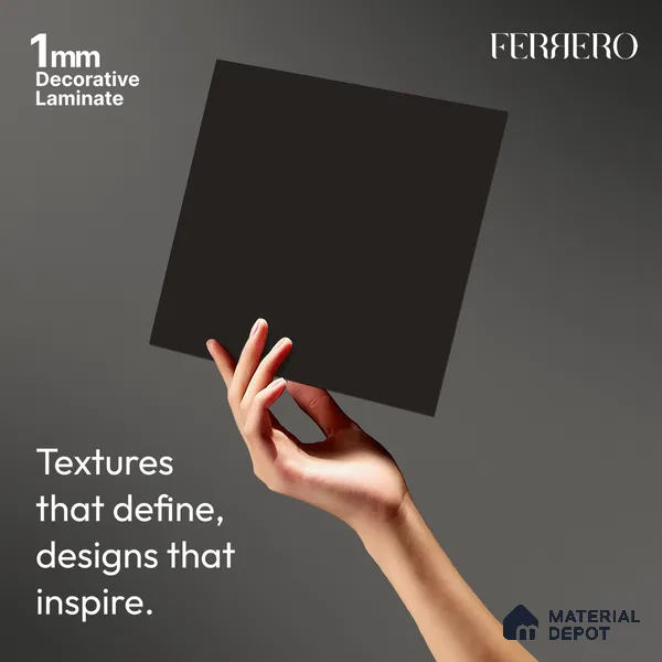 Brown Solid Colors look Ferrero 1E168 SMT Deep Espresso Grey 8 ft x 4 ft Satin Matt Finish Decorative Laminate - 1 mm | Suitable for Living Room, Kitchen, Office | Matching Rehau Edgeband Code - (757)
