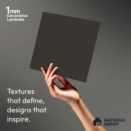 Charcoal Black Fluted Solid Color Look WMF 504 8 ft x 4 ft Texture Finish Decorative Laminate - 1 mm | Suitable for TV Unit, Wardrobe, Kitchen Cabinets
