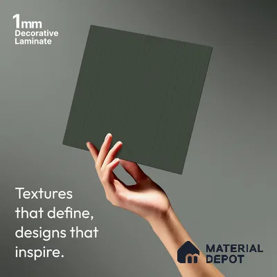 Sage Green Fluted Solid Color Look LM 23698 G 8 ft x 4 ft Texture Finish Decorative Laminate - 1 mm | Suitable for TV Unit, Wardrobe, Kitchen Cabinets