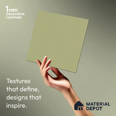 Pistachio Green Fluted Solid Color Look WMF 929 8 ft x 4 ft Texture Finish Decorative Laminate - 1 mm | Suitable for TV Unit, Wardrobe, Kitchen Cabinets