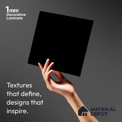 Black Solid Colors Look SMT 953 8 ft x 4 ft Super Matte Finish Decorative Laminate - 1 mm | Suitable for Living Room, Kitchen, Office
