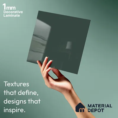 Sage Green Solid Colors Look HG 915 8 ft x 4 ft High Gloss Finish Decorative Laminate - 1 mm | Suitable for Living Room, Kitchen, Office