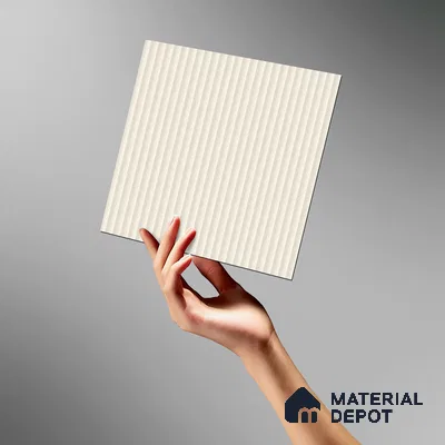 Pearly White Fluted Solid Color Look BB 506 8 ft x 4 ft Texture Finish Decorative Laminate - 1 mm | Suitable for TV Unit, Wardrobe, Kitchen Cabinets