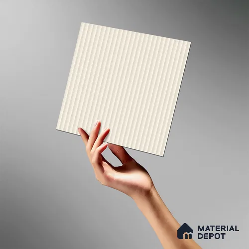 Pearly White Fluted Solid Color Look BB 506 8 ft x 4 ft Texture Finish Decorative Laminate - 1 mm | Suitable for TV Unit, Wardrobe, Kitchen Cabinets