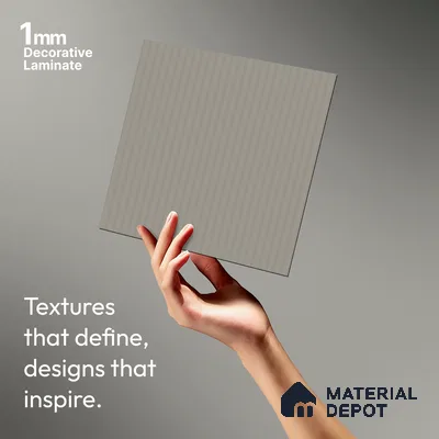 Ash Grey Fluted Solid Color LM 01860 8 ft x 4 ft Matte Finish Decorative Laminate - 1 mm | Suitable for TV Unit,Wardrobe, Kitchen Cabinets