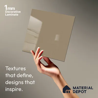 Beige Solid Colors Look LM 01927 8 ft x 4 ft Glossy Finish Decorative Laminate - 1 mm | Suitable for Living Room, Kitchen, Office