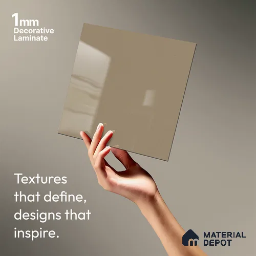 Beige Solid Colors Look LM 01927 8 ft x 4 ft Glossy Finish Decorative Laminate - 1 mm | Suitable for Living Room, Kitchen, Office