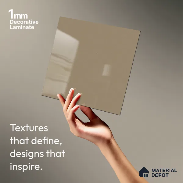 Beige Solid Colors Look LM 01927 8 ft x 4 ft Glossy Finish Decorative Laminate - 1 mm | Suitable for Living Room, Kitchen, Office