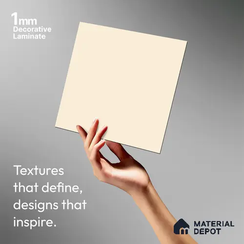 Ivory Solid Colors Look LM 04734 8 ft x 4 ft Matte Finish Decorative Laminate - 1 mm | Suitable for Living Room, Kitchen, Office