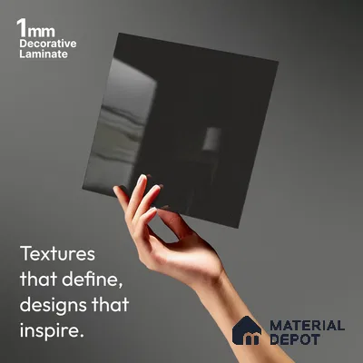 Grey Solid Colors Look LM 10863 8 ft x 4 ft Glossy Finish Decorative Laminate - 1 mm | Suitable for Living Room, Kitchen, Office