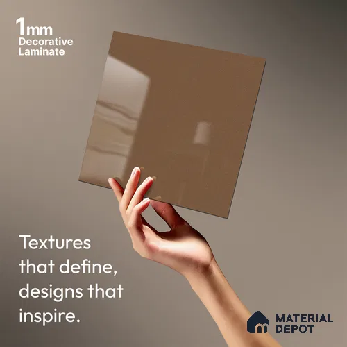 Chocolate Brown Solid Colors Look LM 10865 8 ft x 4 ft Glossy Finish Decorative Laminate - 1 mm | Suitable for Living Room, Kitchen, Office