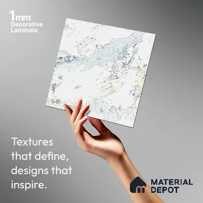 White Marble Look LM 10878 8 ft x 4 ft Texture Finish Decorative Laminate - 1 mm | Suitable for TV Unit, Wardrobe, Kitchen Cabinets