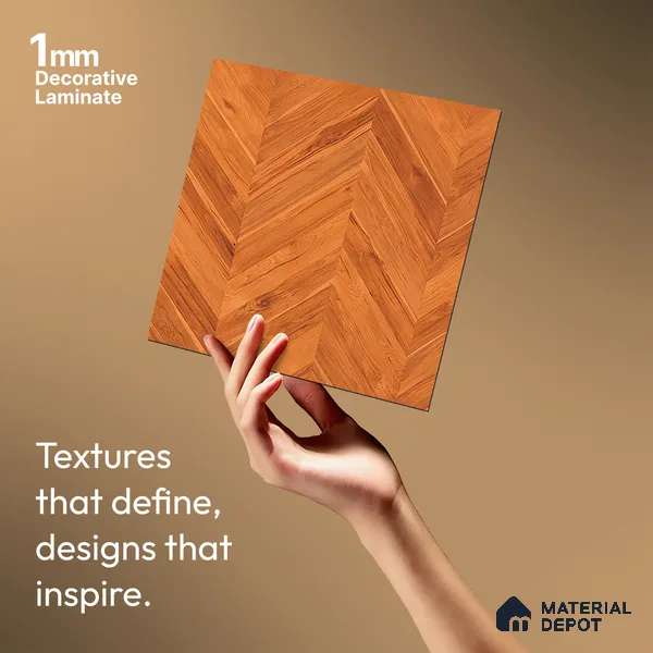 Wooden Look LM 10882 3D Square 8 ft x 4 ft Texture Finish Decorative Laminate - 1 mm | Suitable for TV Unit, Wardrobe, Kitchen Cabinets