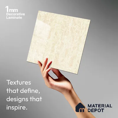Beige Marble Look LM 10911 8 ft x 4 ft Glossy Finish Decorative Laminate - 1 mm | Suitable for TV Unit, Wardrobe, Kitchen Cabinets