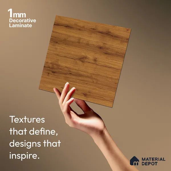 Wooden Look LM 10942 Chamois Tropical 8 ft x 4 ft Texture Finish Decorative Laminate - 1 mm | Suitable for TV Unit, Wardrobe, Kitchen Cabinets