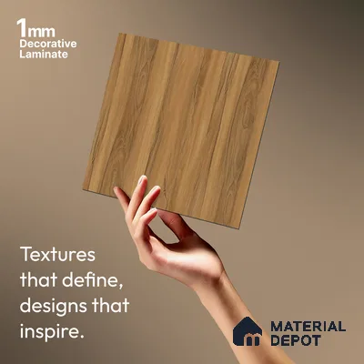 Wooden Look LM 10960 Arizona Walnut 8 ft x 4 ft Suede Finish Decorative Laminate - 1 mm | Suitable for TV Unit, Wardrobe, Kitchen Cabinets
