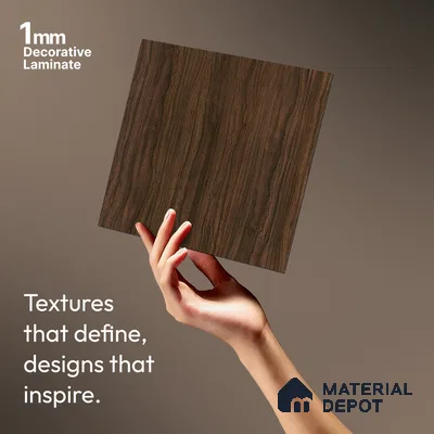 Wooden Look LM 10974 Lyon Walnut 8 ft x 4 ft Suede Finish Decorative Laminate - 1 mm | Suitable for TV Unit, Wardrobe, Kitchen Cabinets