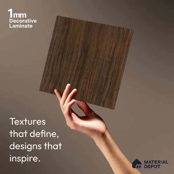 Wooden Look LM 10974 Lyon Walnut 8 ft x 4 ft Suede Finish Decorative Laminate - 1 mm | Suitable for TV Unit, Wardrobe, Kitchen Cabinets