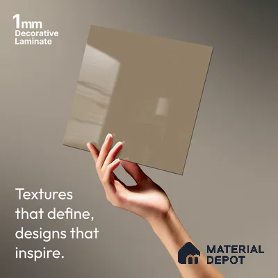 LM 19505 Perfect Beige Sheen Shine High Gloss Finish 8 ft x 4 ft Decorative Laminate - 1 mm | Suitable for TV Unit, Wardrobe, Kitchen Cabinets