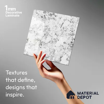 Grey Marble Look LM 20987 8 ft x 4 ft High Gloss Finish Decorative Laminate - 1 mm | Suitable for TV Unit, Wardrobe, Kitchen Cabinets