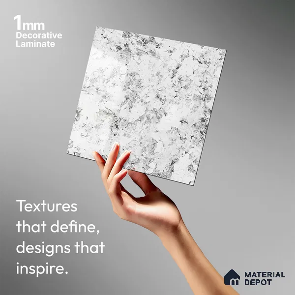 Grey Marble Look LM 20987 8 ft x 4 ft High Gloss Finish Decorative Laminate - 1 mm | Suitable for TV Unit, Wardrobe, Kitchen Cabinets