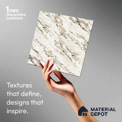 White Marble Look LM 21006 8 ft x 4 ft Matte Finish Decorative Laminate - 1 mm | Suitable for TV Unit, Wardrobe, Kitchen Cabinets