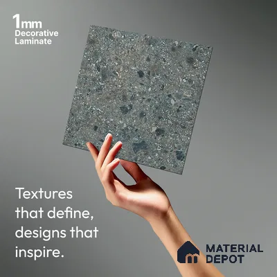 Grey Terrazzo Look LM 21015 8 ft x 4 ft Texture Finish Decorative Laminate - 1 mm | Suitable for TV Unit, Wardrobe, Kitchen Cabinets