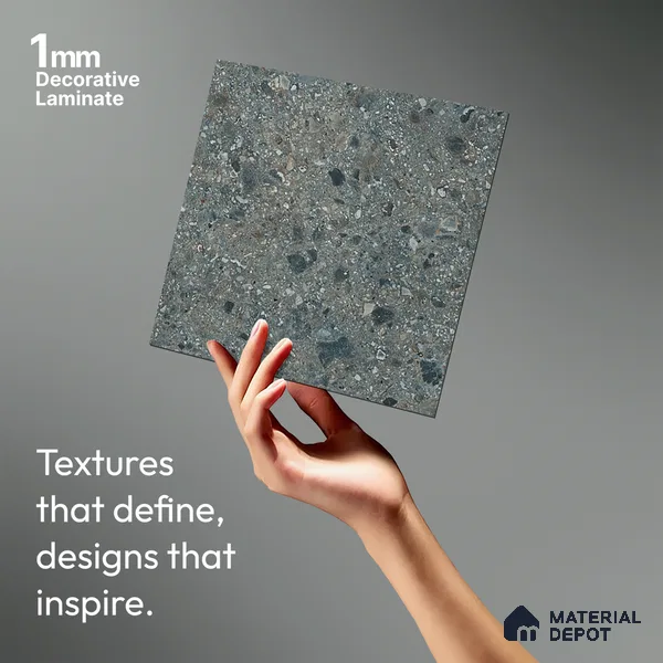 Grey Terrazzo Look LM 21015 8 ft x 4 ft Texture Finish Decorative Laminate - 1 mm | Suitable for TV Unit, Wardrobe, Kitchen Cabinets