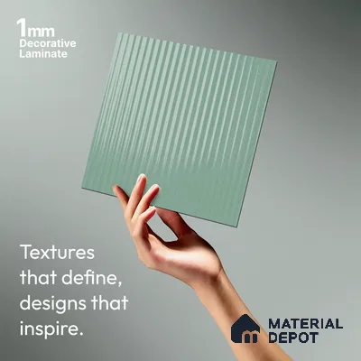 Fluted Solid Color Look LM 21062 B Aqua Flute High Gloss Finish 8 ft x 4 ft Decorative Laminate - 1 mm | Suitable for TV Unit, Wardrobe, Kitchen Cabinets