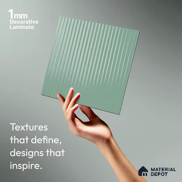 Fluted Solid Color Look LM 21062 B Aqua Flute High Gloss Finish 8 ft x 4 ft Decorative Laminate - 1 mm | Suitable for TV Unit, Wardrobe, Kitchen Cabinets