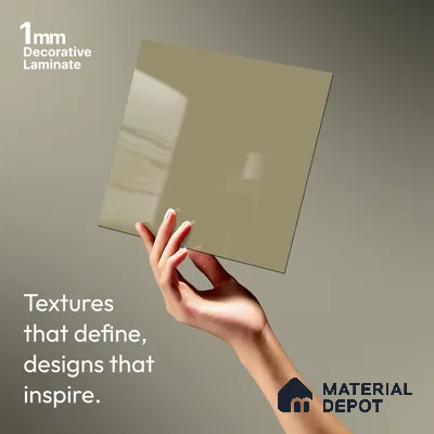 LM 21065 Beige Solid Color High Gloss Finish 8 ft x 4 ft Decorative Laminate - 1 mm | Suitable for Living Room, Kitchen, Office